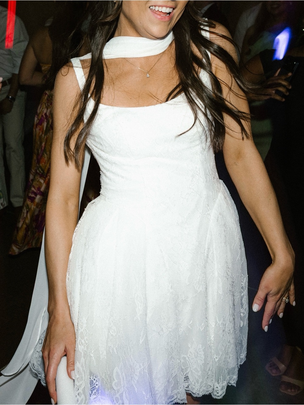 Diamond White A-Line Lace Dress
